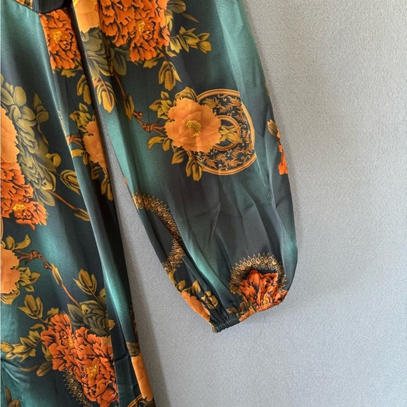 Gizelle Teal Printed Floral Maxi Dress green brown - Picture 9 of 16